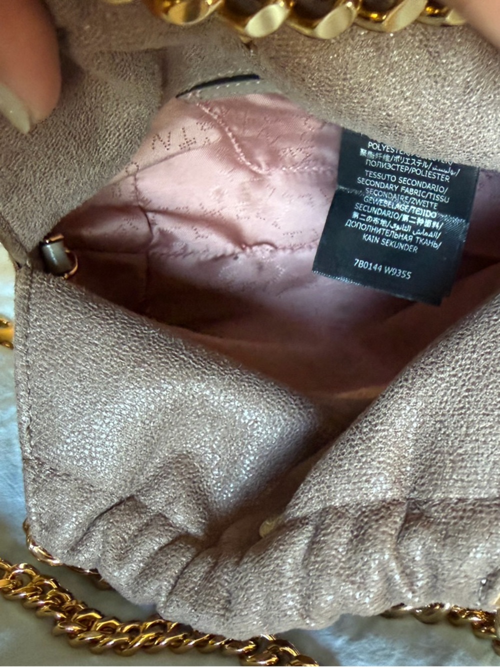 Stella McCartney Shimmery Taupe Shoulder Pouch with Gold Chain - Picture 4 of 6